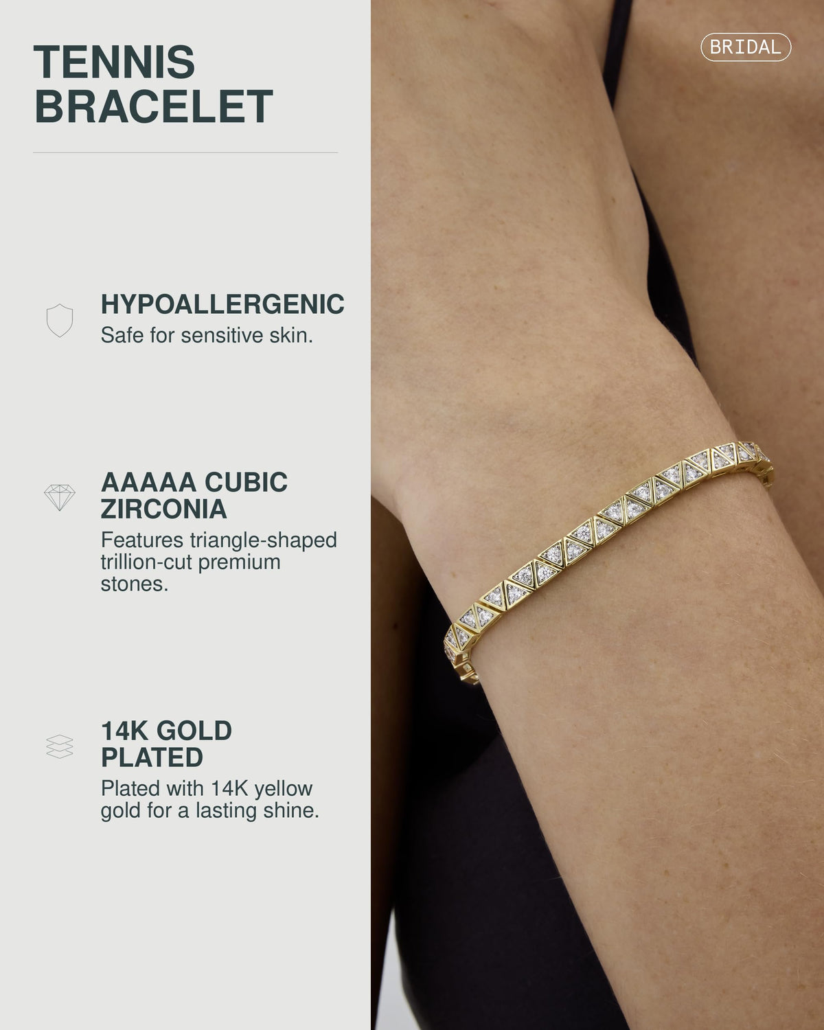 PAVOI 14K Gold Plated Tennis Bracelets for Women Bezel Set - PAVOI Official Imagery - 3