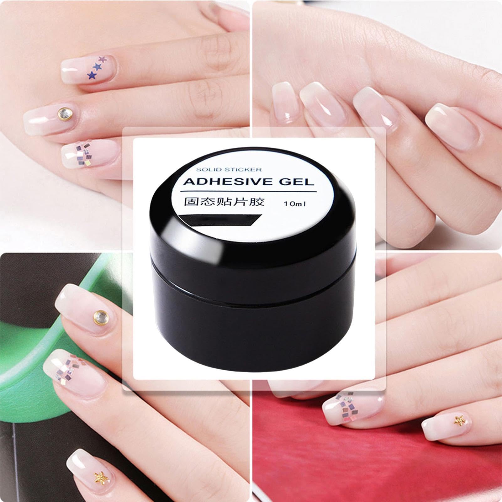 Guyuati Nail Adhesive Gel in 10ml, strong hold bonding gel for press-on and faux nails, showcasing the clear gel texture.