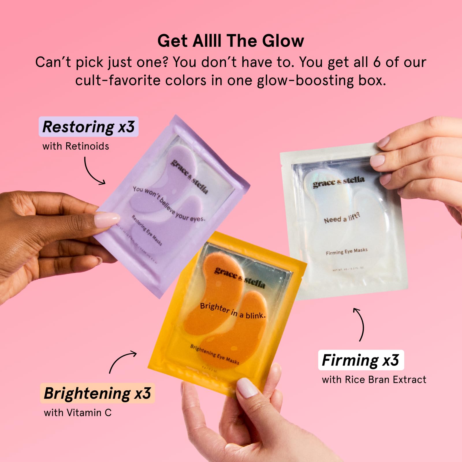grace & stella Under Eye Patches Variety Pack - With 6 Colors - grace & stella Official Product View 3