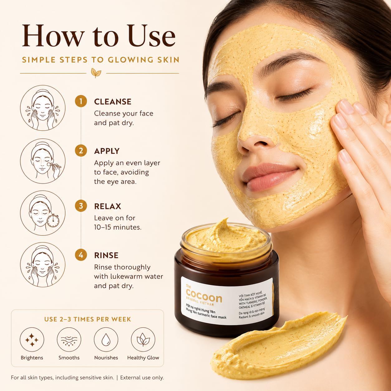 COCOONORIGINAL Vietnam Hung Yen Turmeric Face Mask 100ml / 3.38 - COCOONORIGINAL