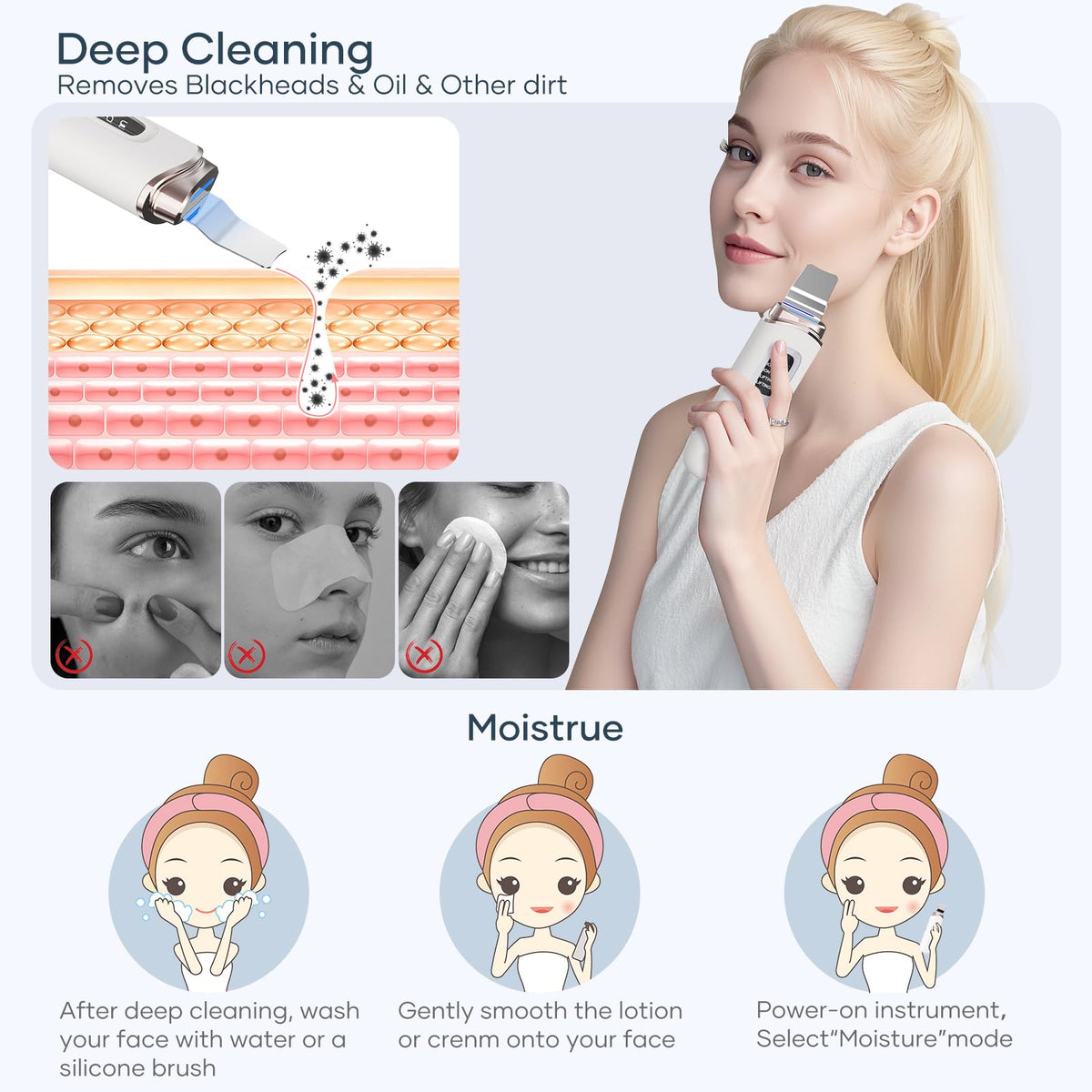 SEESOON Face Scrubber Exfoliator Skin Scrubber Face Spatula - seesoon Official Imagery - 3