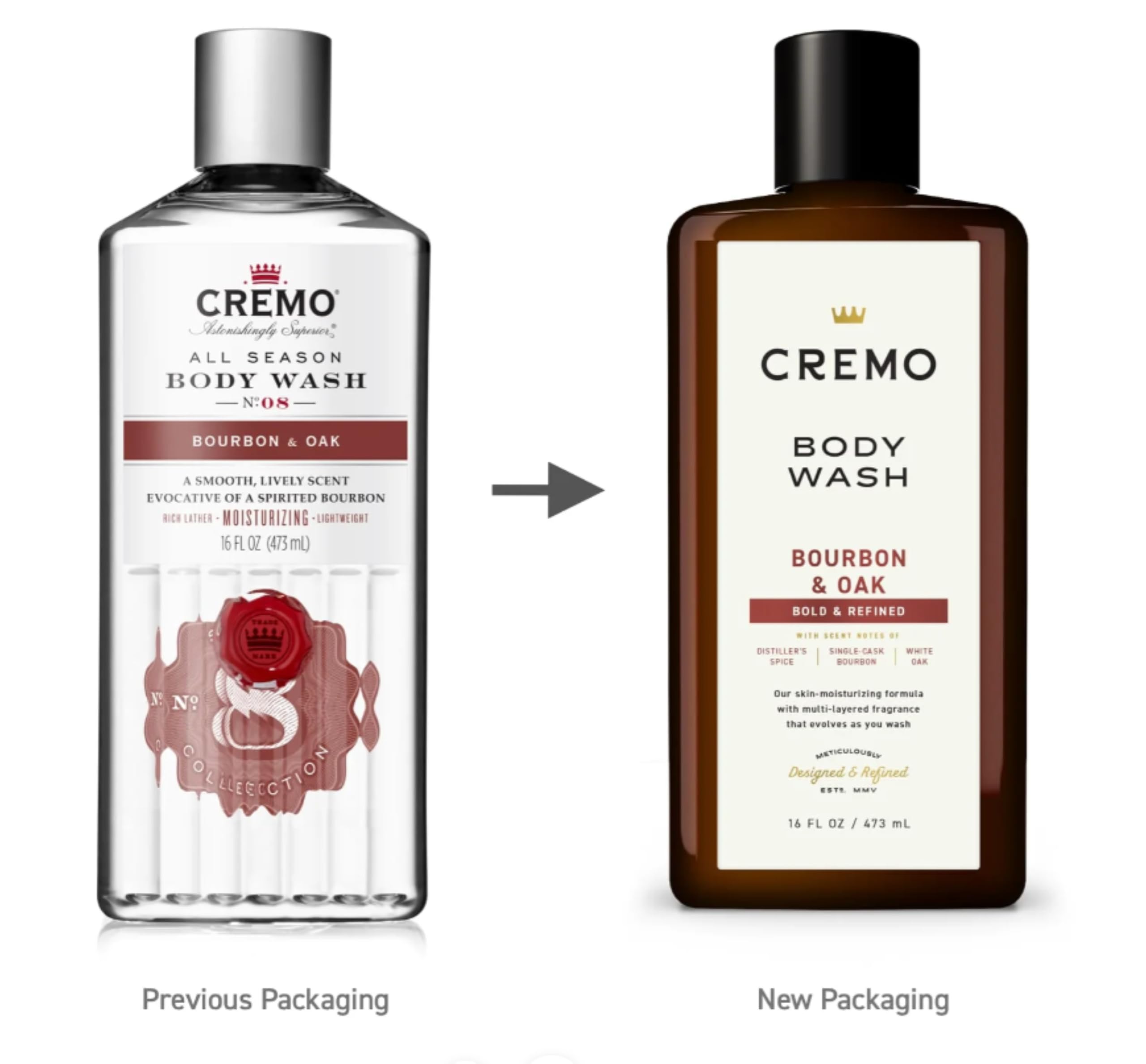 Cremo Body Wash, Bourbon & Oak, 16 Ounce (Pack of 3)