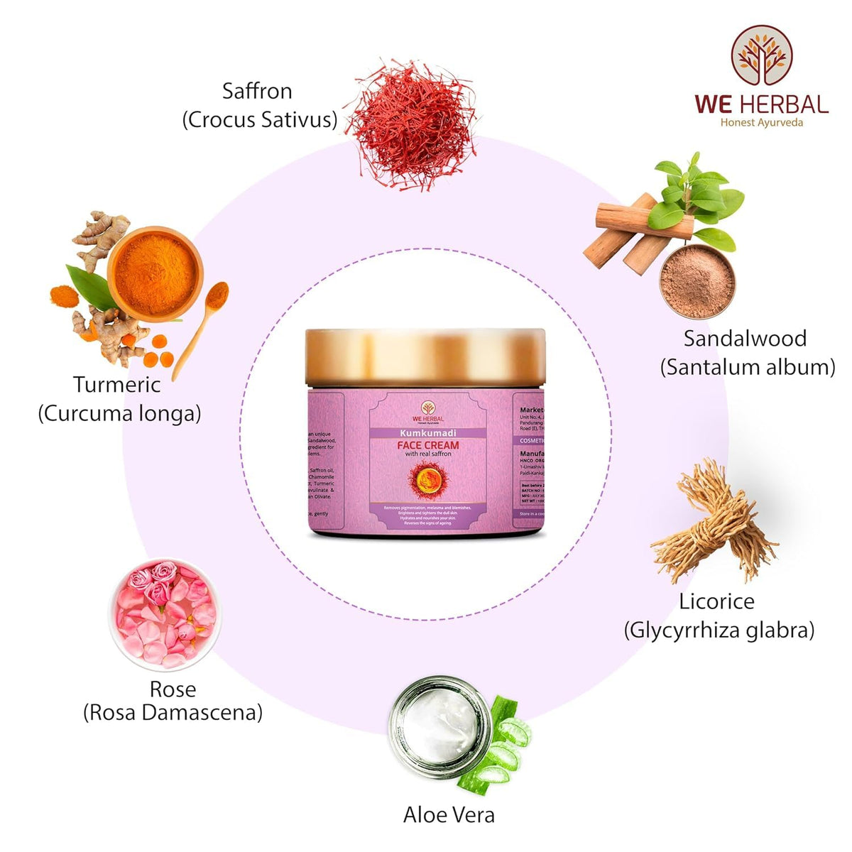 Kumkumadi Face Cream With Saffron Aloe Vera For Face 50g 1 - WE HERBAL Official Imagery - 7