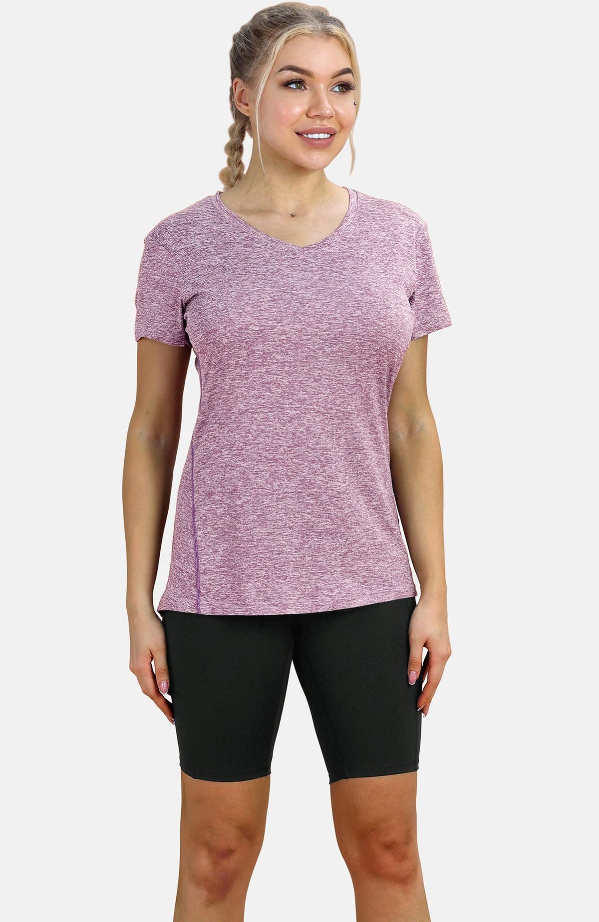 icyzone Workout Shirts Yoga Tops Activewear V Neck T Shirts - icyzone Official Imagery - 4