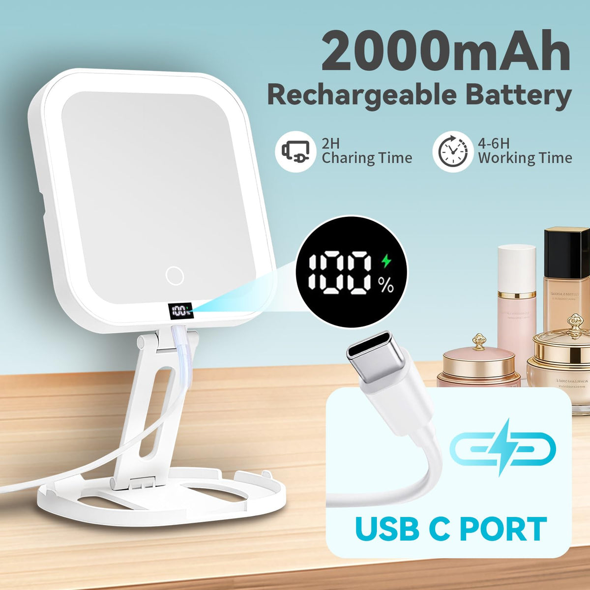 Travel Makeup Mirror with Lights 10X Magnifying Mirror with - SANYCASA Official Imagery - 5