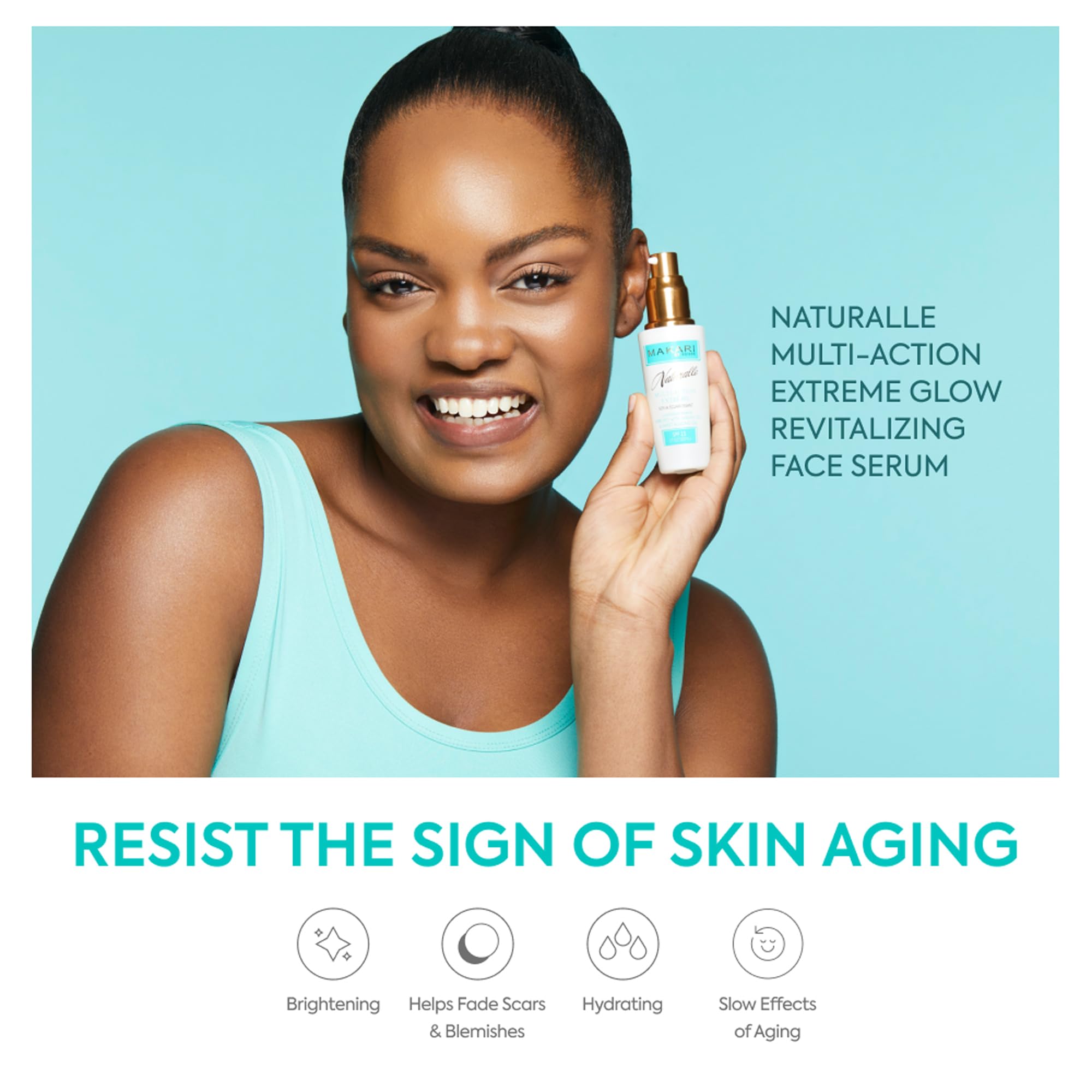 Makari Naturalle Multi-Action Extreme Brightening Serum (1.7 oz) | Brightening-Inspired Serum for Uneven Areas | Moisturizing Formula for Dry & Irritated Skin with Argan Oil & SPF15
