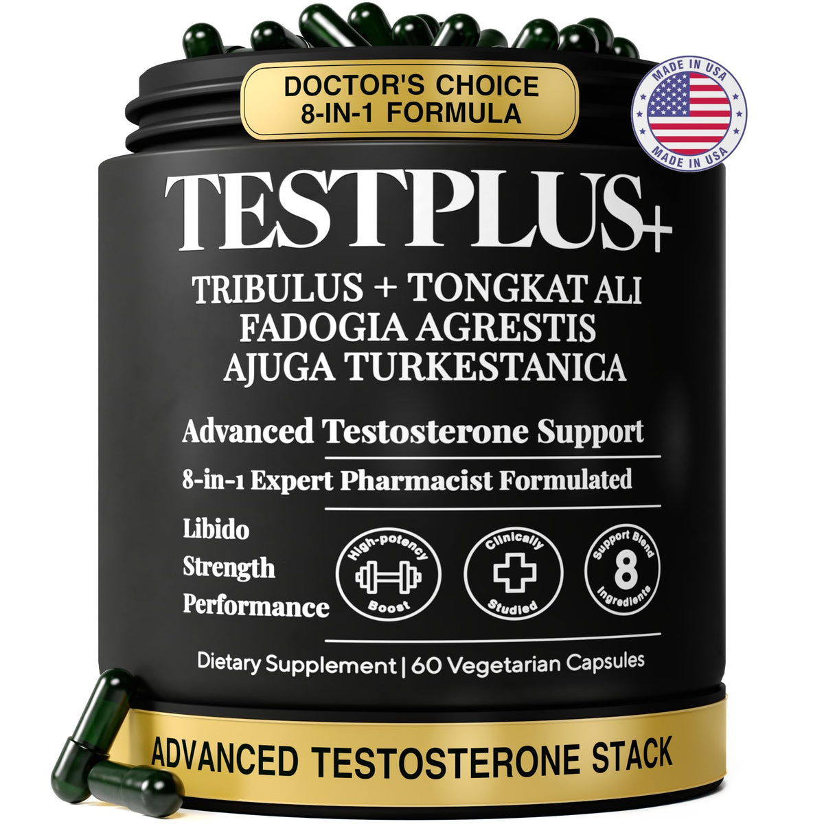Testosterone Booster for Men 1 450mg 8 in 1 700mg Tongkat - Plus+Ultra Official Imagery - 1