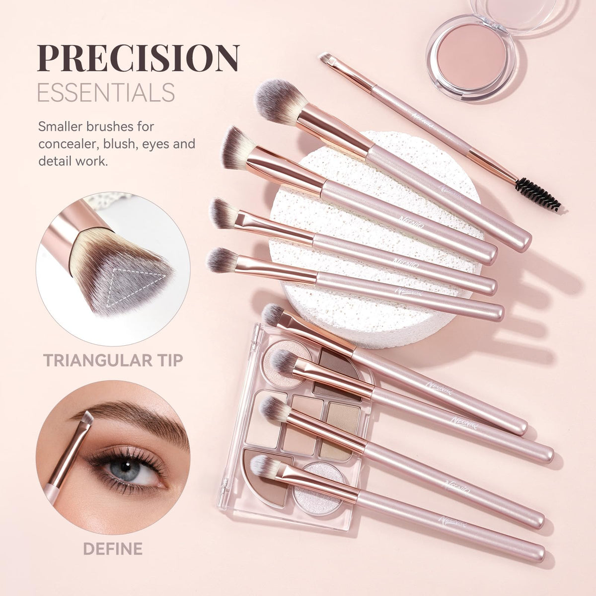 14 PCS Professional Makeup Brushes Set with Travel Cosmetic - NEONIQ Official Imagery - 7