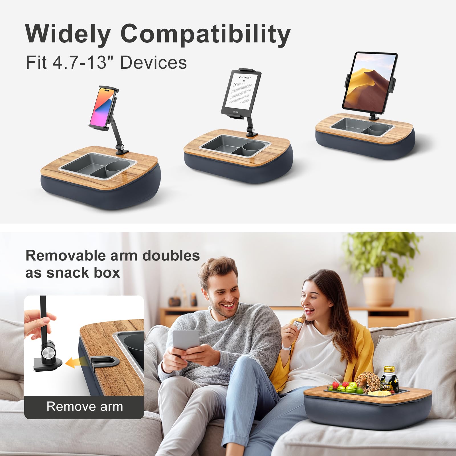 ERGONOV Tablet Pillow Stand for Lap, Adjustable iPad Holder with Snack - View 5