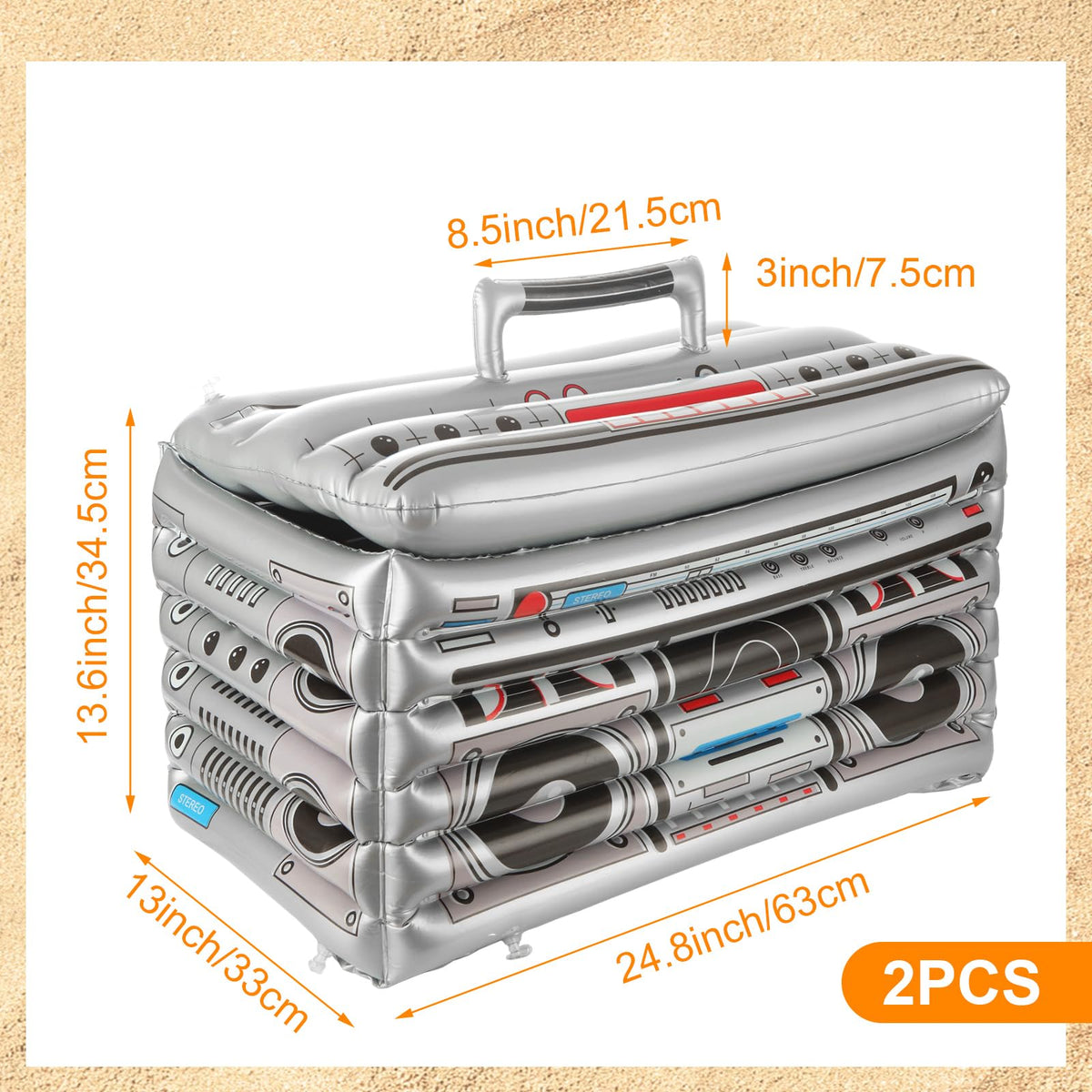 2 Pack Inflatable Boombox Cooler 80s 90s Style Inflatable - LOLYSIC Official Imagery - 3