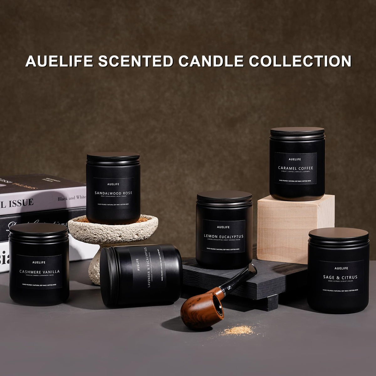 Candles for Men Gift Set 4 Pack Soy Wax Masculine - Auelife Official Imagery - 5