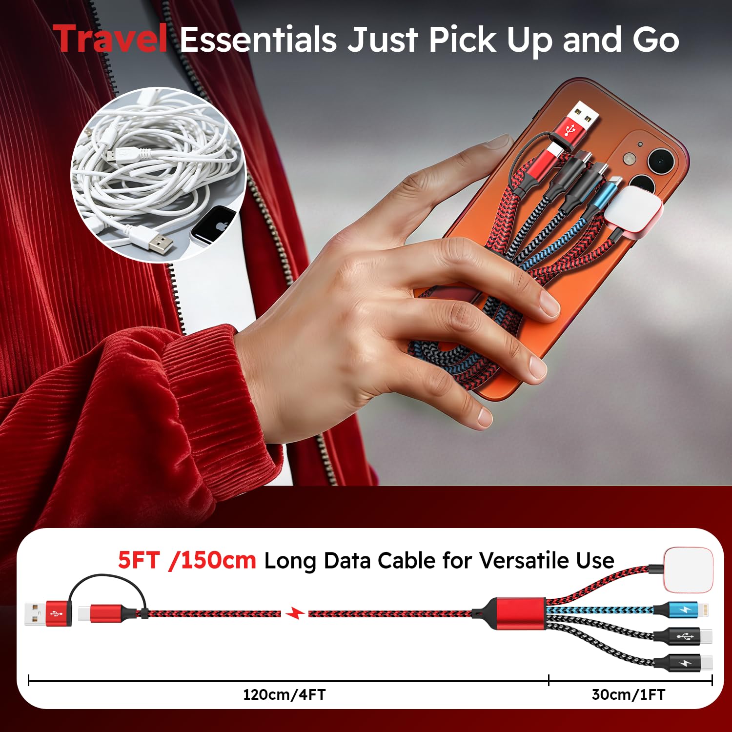 Firsting Cruise Essentials 2026, 4 in 2 Multi Charging Cable for by Firsting - Angle View 8