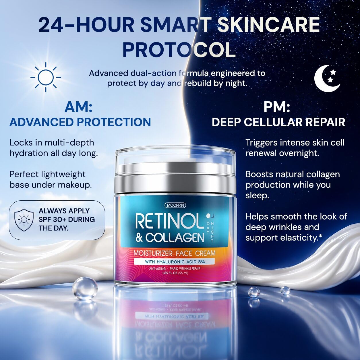 Retinol Cream for Face 2 Pack Anti Aging Moisturizer with - MOONRIN COSMETICS Official Imagery - 7