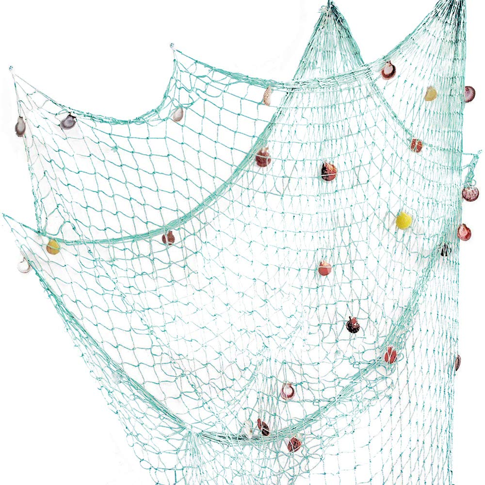 Rosoz Fish Net Decoration for Party, 79 x 59in Fishing Net with - Product Imagery