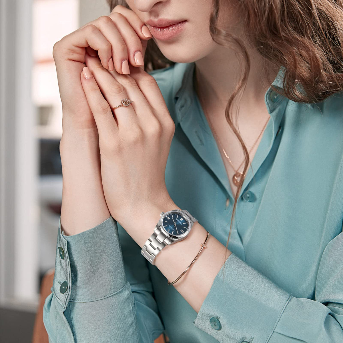 BUREI Women s Classic Quartz Watch 36mm Silver Stainless - BUREI Official Imagery - 6