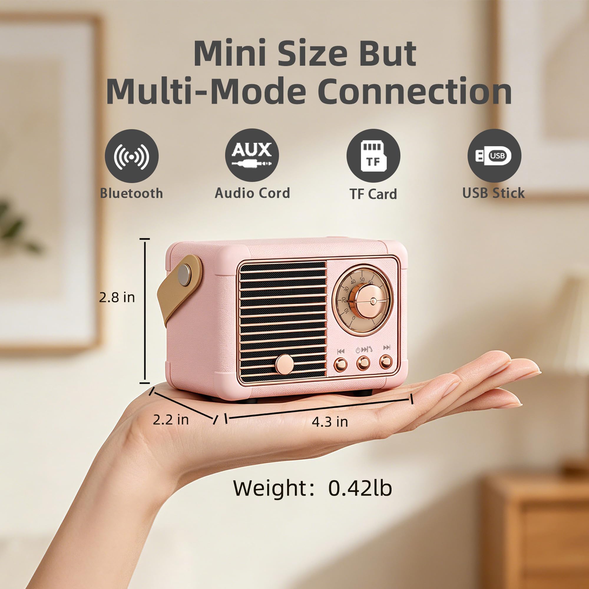 Baolira Retro Bluetooth Speaker, Gifts for Teen Girls, Cute Room Decor - View 4
