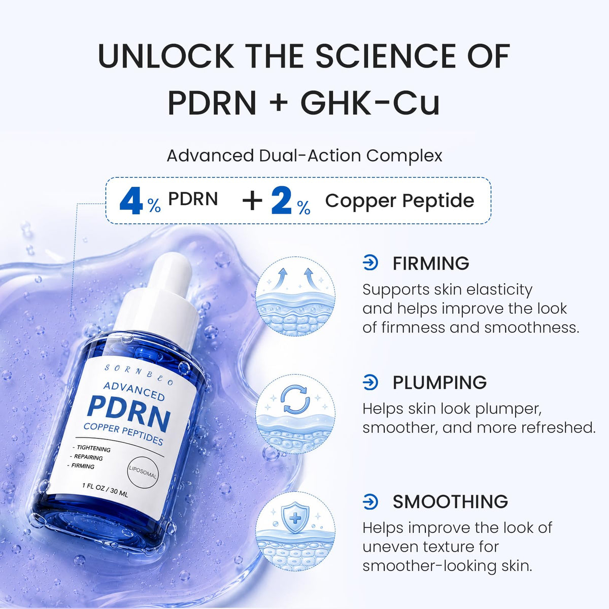 PDRN Copper Peptides Serum for Face with Liposomal 4 PDRN 2 - SORNBEO Official Imagery - 4