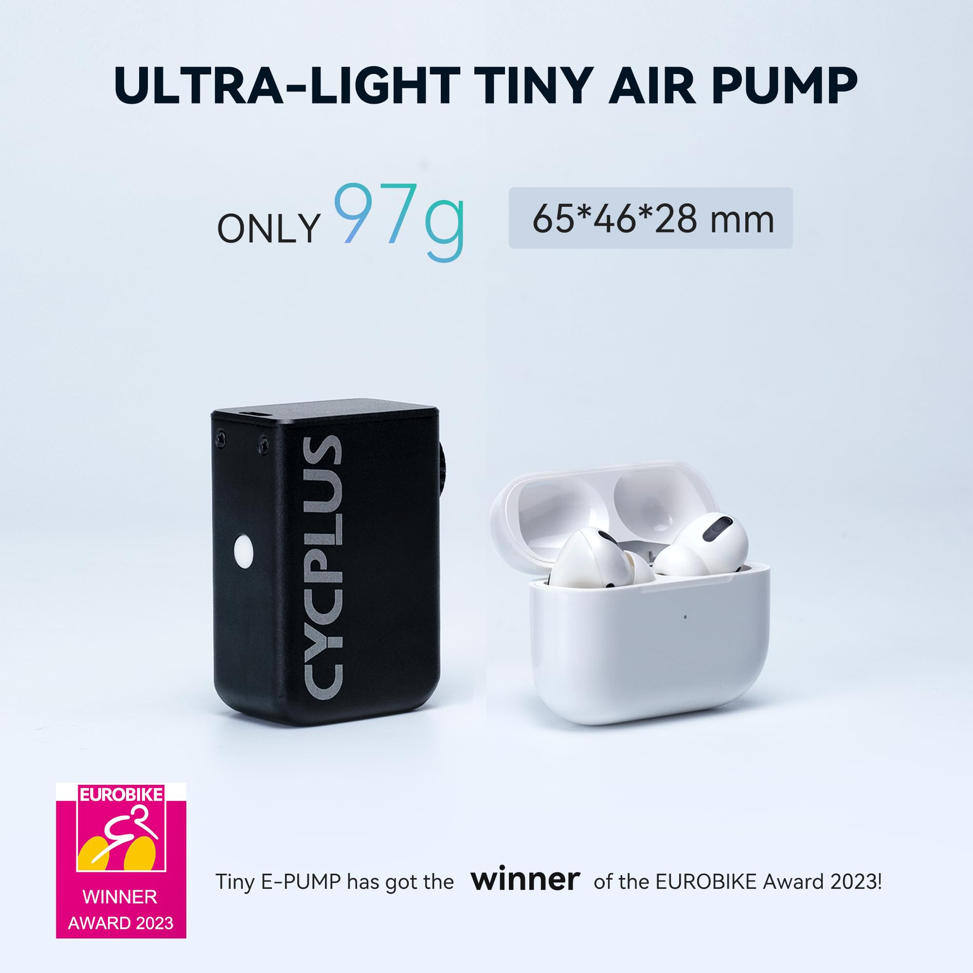 CYCPLUS Tiny E-Pump Bike Pump, AS2, 97g, Aluminum Alloy Shell, No by CYCPLUS - Angle View 2