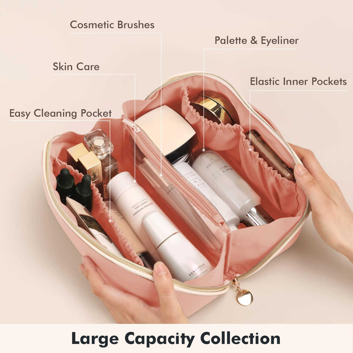 Prite Makeup Bag Travel Toiletry Bag Open Flat Cosmetic - Prite Official Imagery - 5