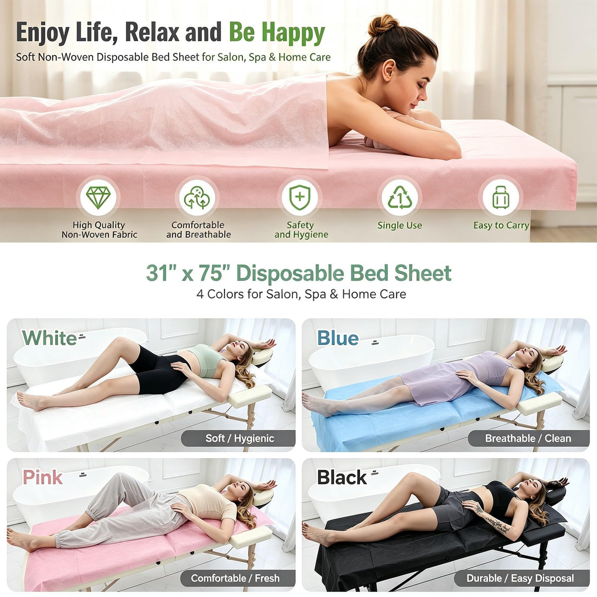 Disposable Massage Sheets 50 Piece 71 x 31 Inch Non Woven - YILUFA1688 Official Imagery - 7