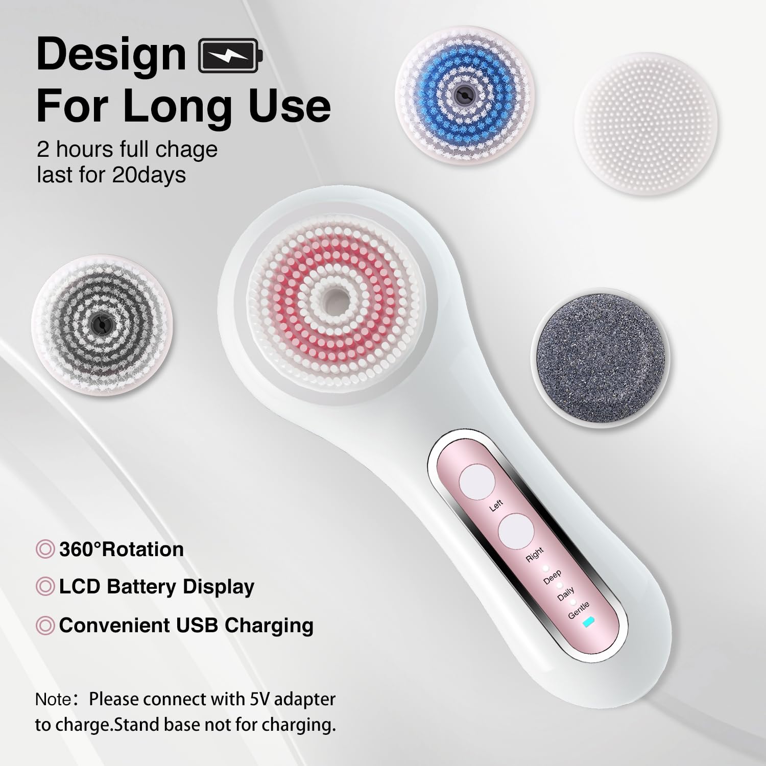 Electric Facial Cleansing Brush 2 Way Rotating Face Scrubber - Umickoo Official Imagery - 7