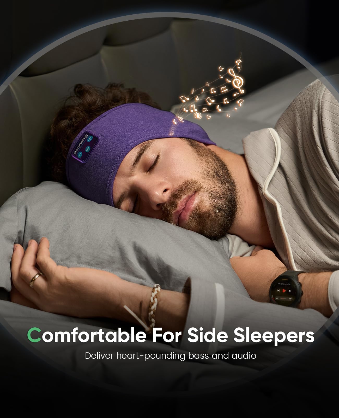 Perytong Sleep Headphones Sleeping Bluetooth Headband, Soft Headphone - View 4
