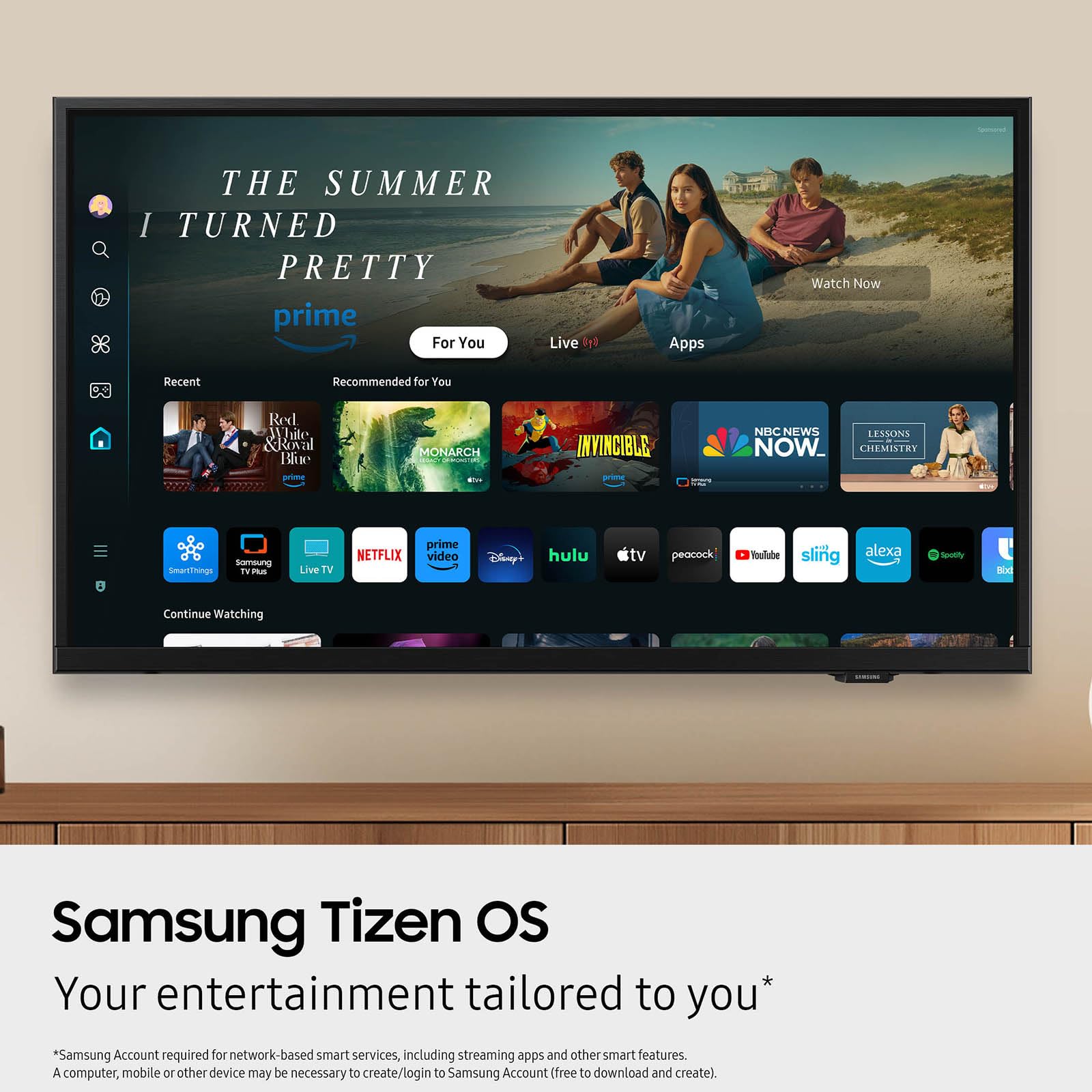 Samsung 40-inch Full HD Smart TV with HDR, Object Tracking Sound Lite, Knox Security, and Tizen interface.