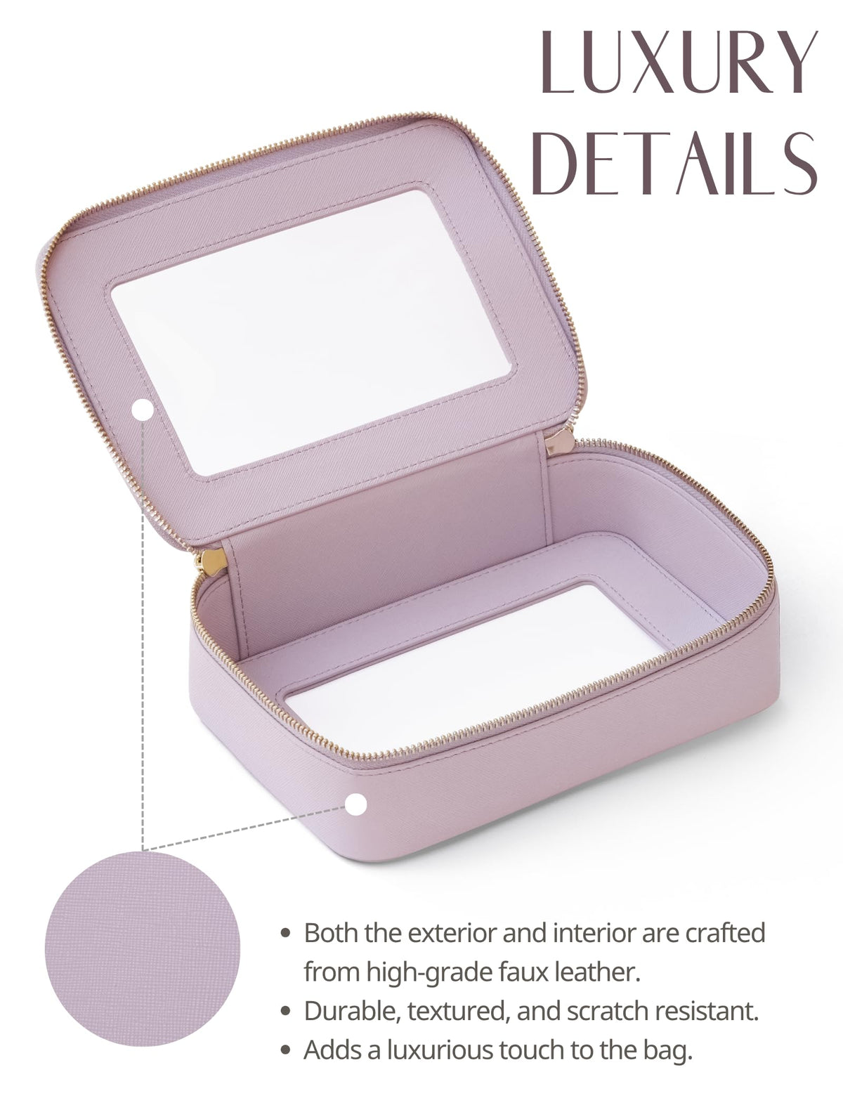 Clear Makeup Bag with Zipper Women Travel Toilrty Bag Purple - Popvibe Official Imagery - 6