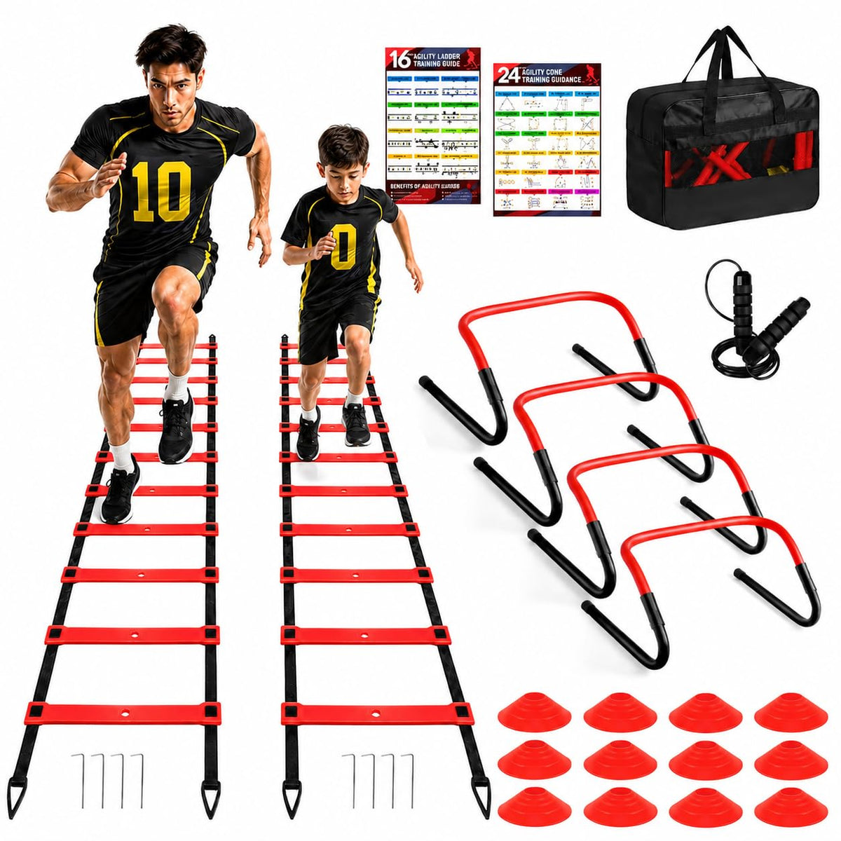 2 Pack Agility Ladder Soccer Speed Training Equipment Set - BORNEW Official Imagery - 8