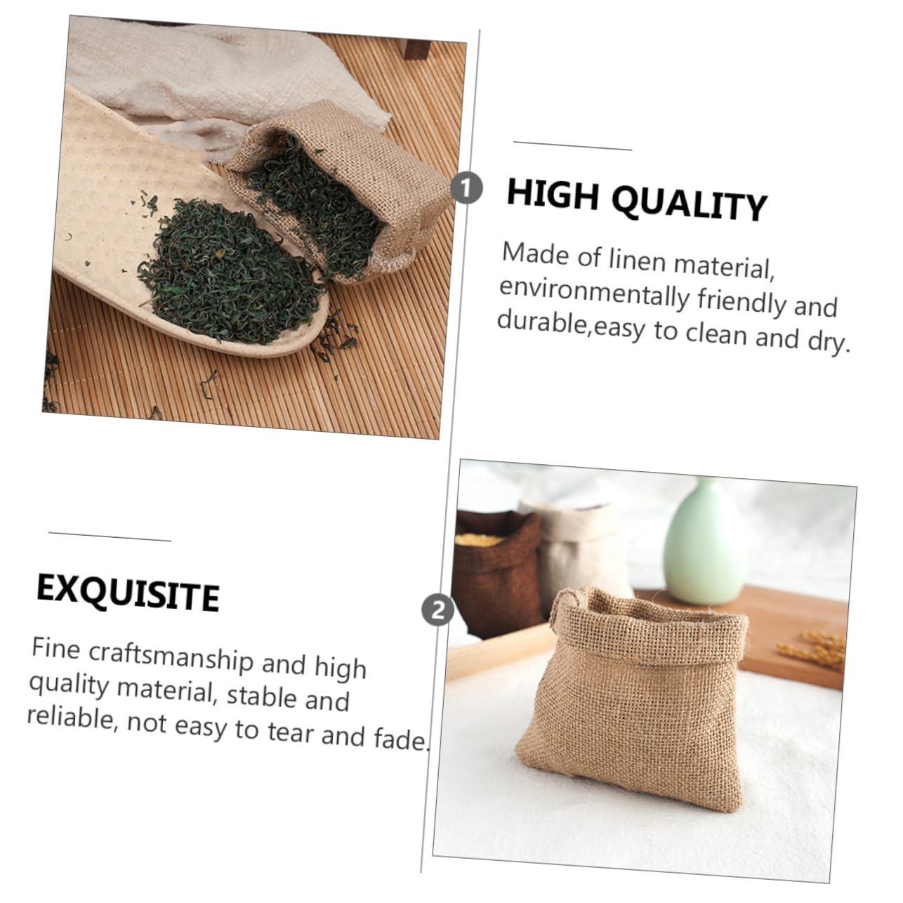 PENIKOKO vintage linen gift wrap bags with small gunny-style design, ideal for photos, storage, dried fruits, grains, breathable and easy to clean.