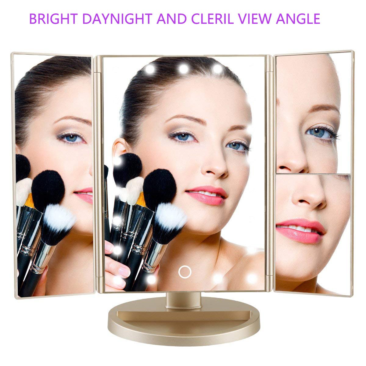 Floor Mount Tri Fold Lighted Vanity Mirror with 21 LED - deweisn Official Imagery - 5