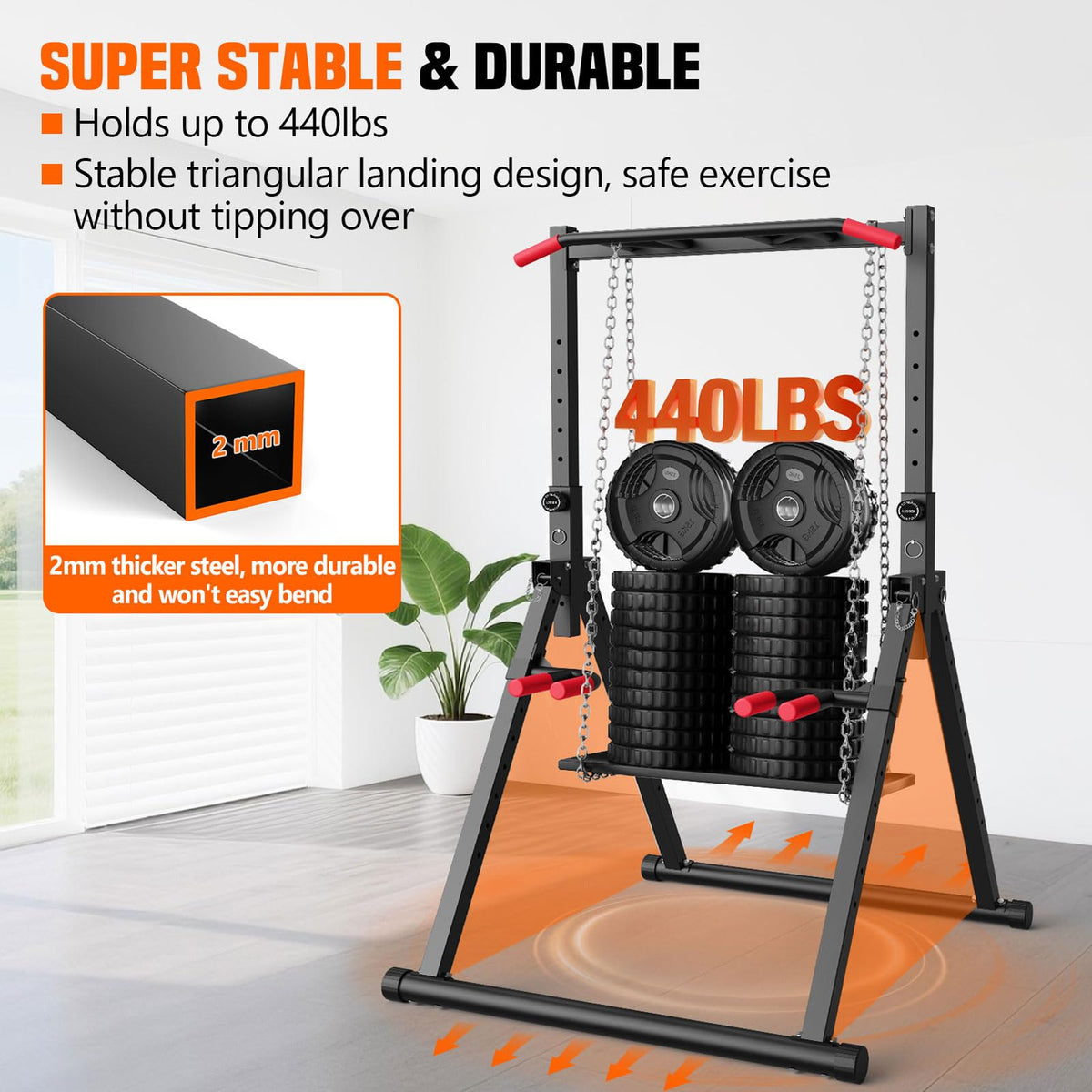 Foldable Power Tower Dip Station for Pull Ups Dips Push Ups - SERTT Official Imagery - 7