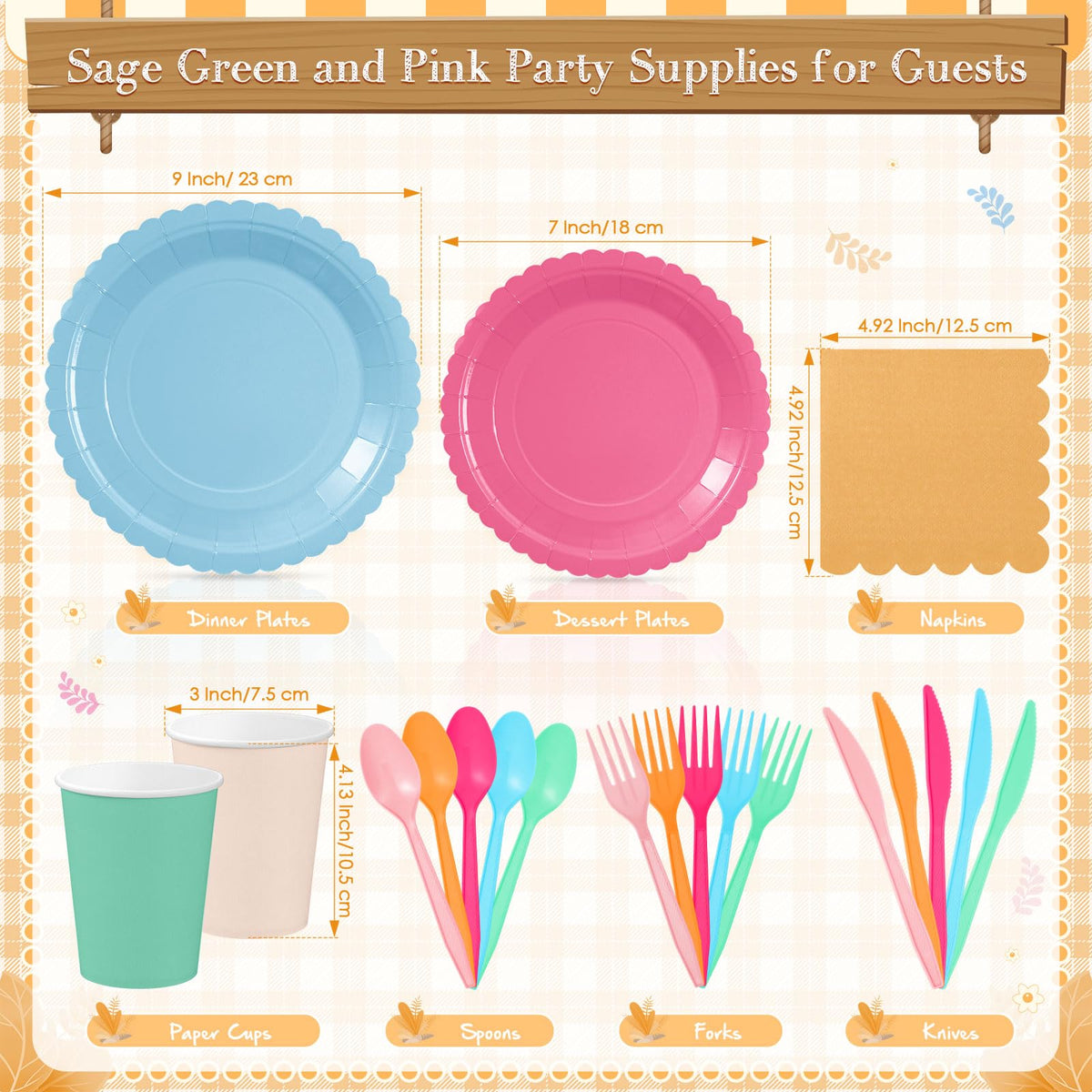 Zhehao 175 Pcs Candy Colors Party Plates Cups Napkins Set - Zhehao Official Imagery - 4