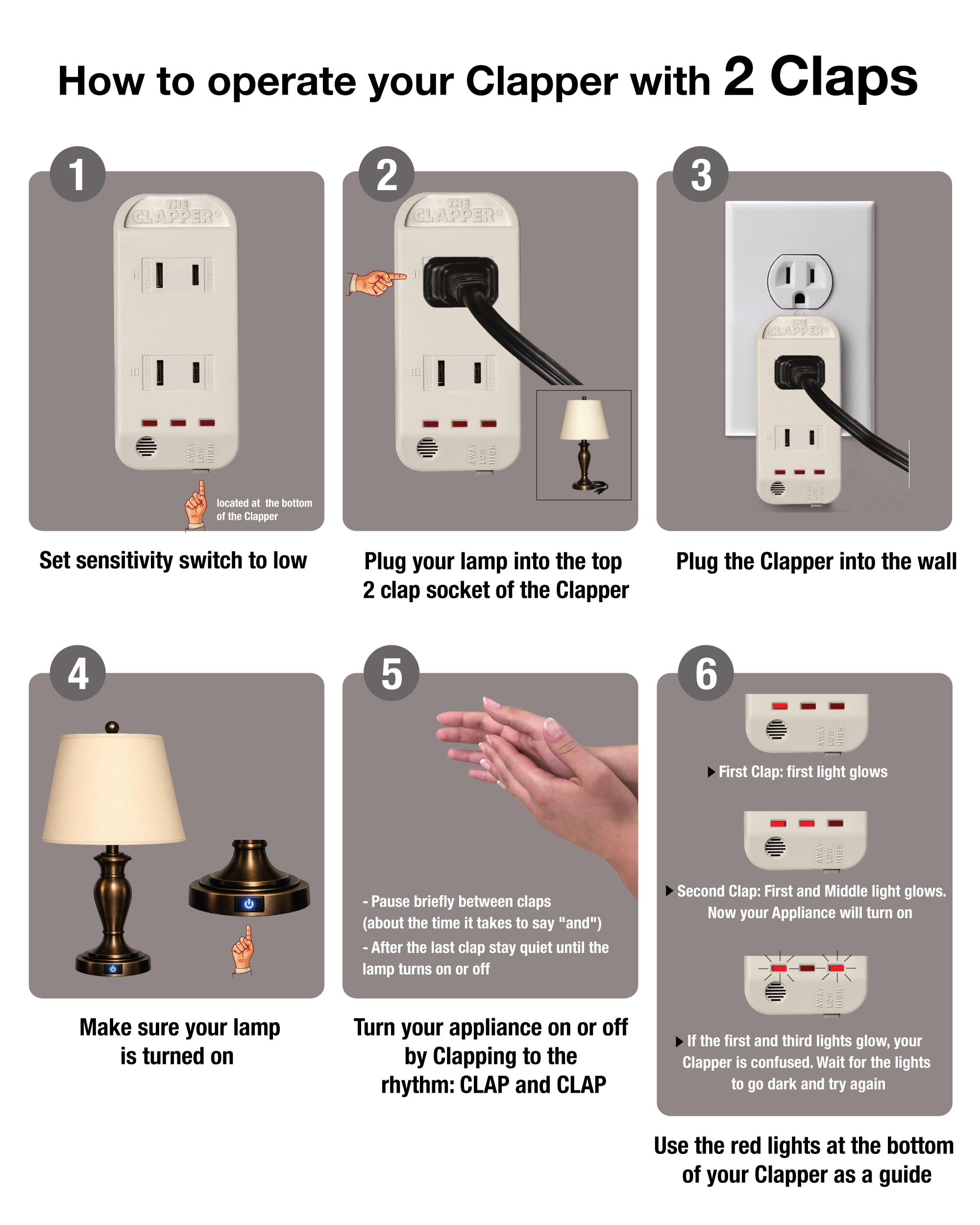Clapper The Original Home Automation Sound Activated Device, On/Off Light Switch - Clapper Official Product View 2