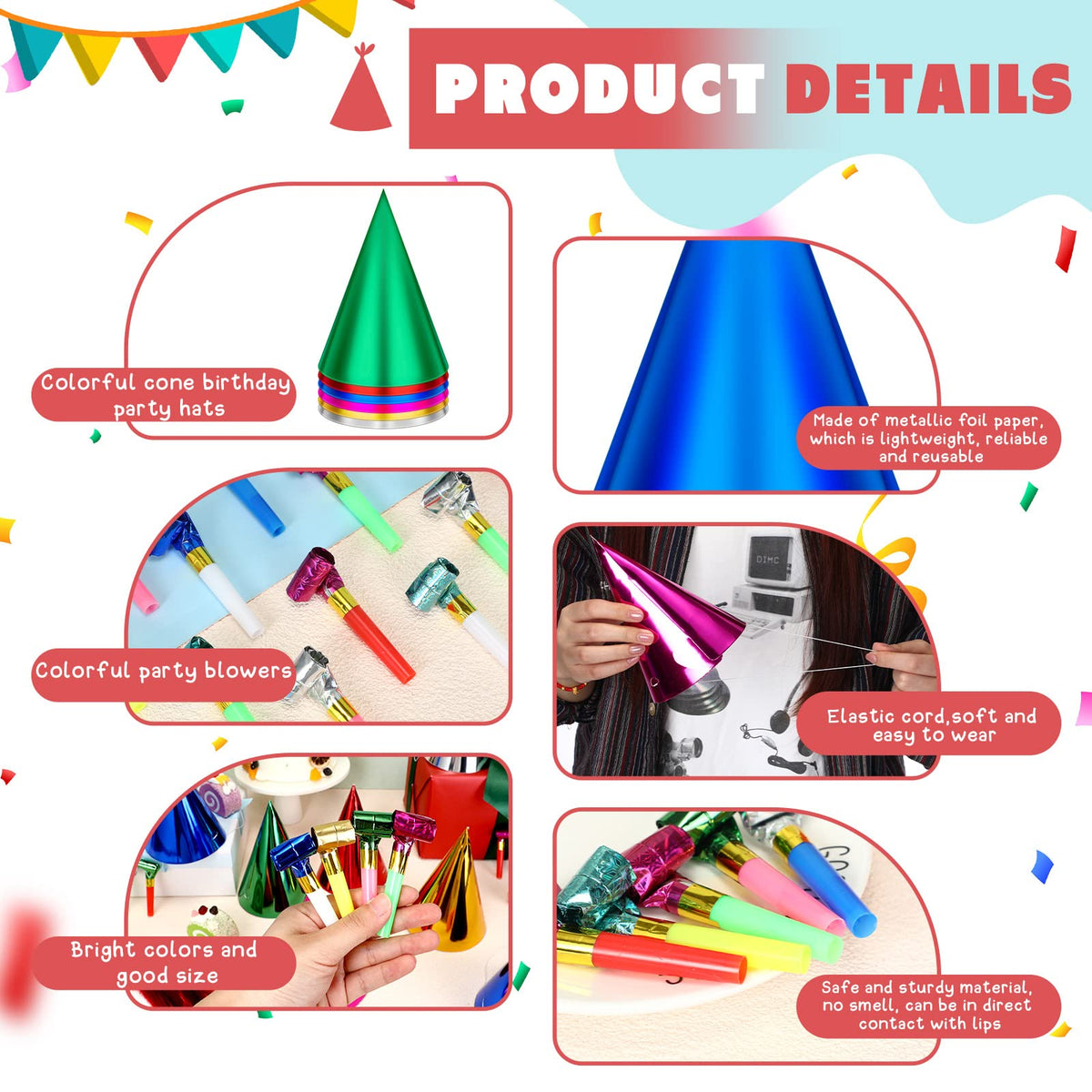 Sotiff 200 Pcs Birthday Party Hats and Blowers Bulk Set for - Sotiff Official Imagery - 4