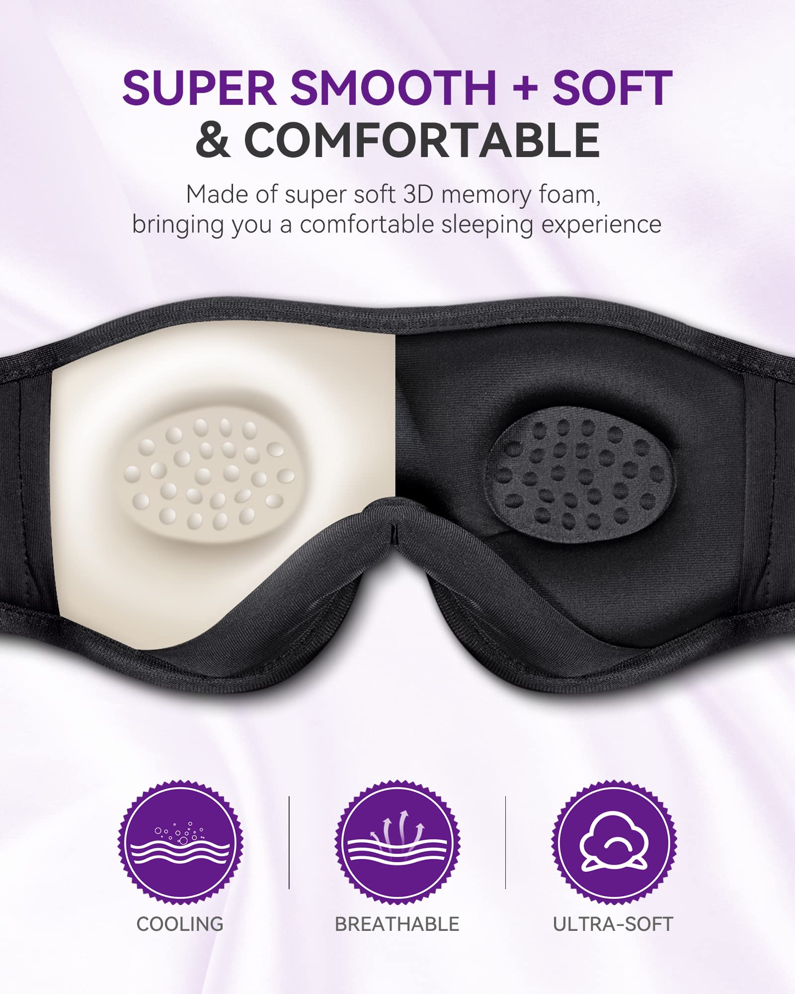 MUSICOZY 3D Sleep Headphones Bluetooth 5.4 Sleep Mask with HD Spe by MUSICOZY - Angle View 3