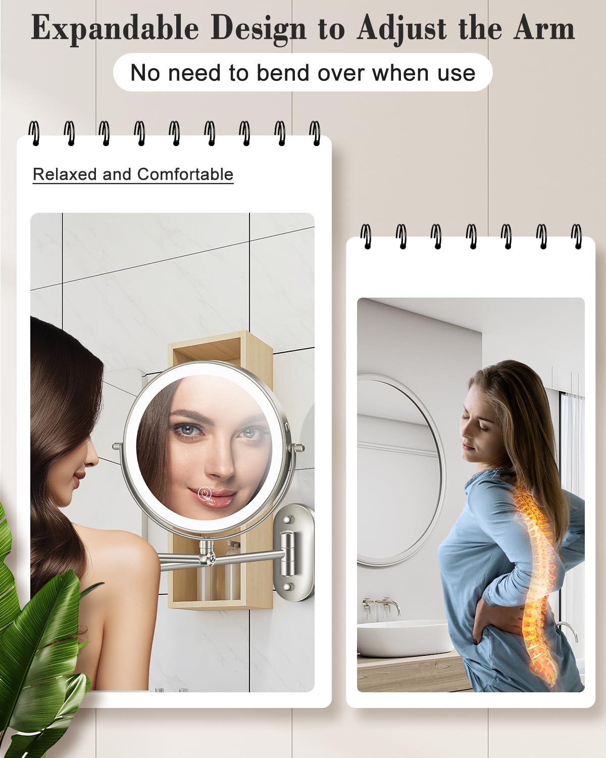 20X 9 Wall Mounted Magnifying Makeup Mirror with Light - vpu Official Imagery - 8