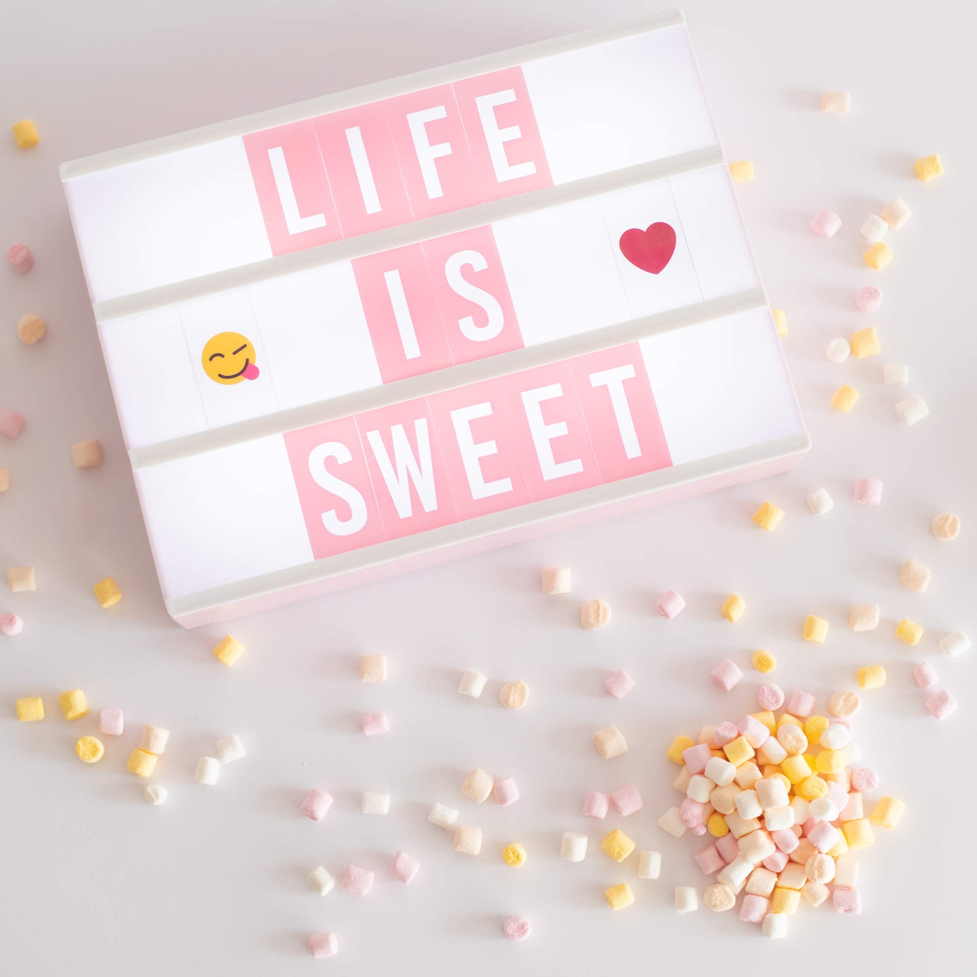 BONNYCO Pink Cinema Light Box with 400 Letters, Emojis, 2 Markers by BONNYCO - Angle View 2