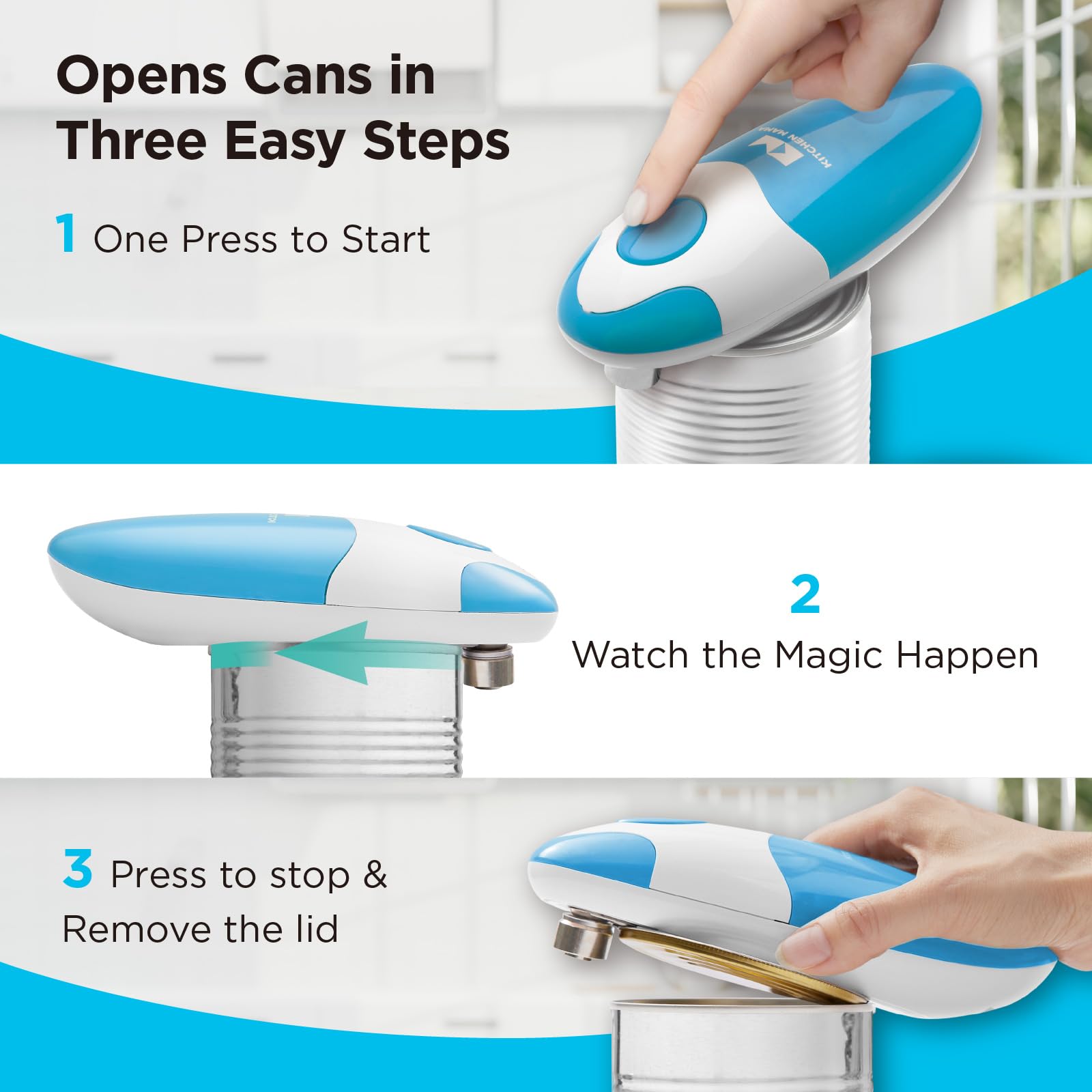 Kitchen Mama Auto Electric Can Opener, Sky Blue by Kitchen Mama - Angle View 2