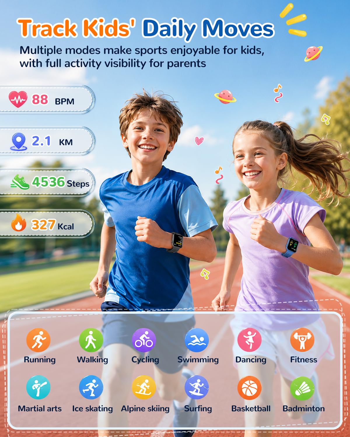 No App Fitness Tracker for Kids Gift Smart Watch Toys with 7 - Sanorum Official Imagery - 4