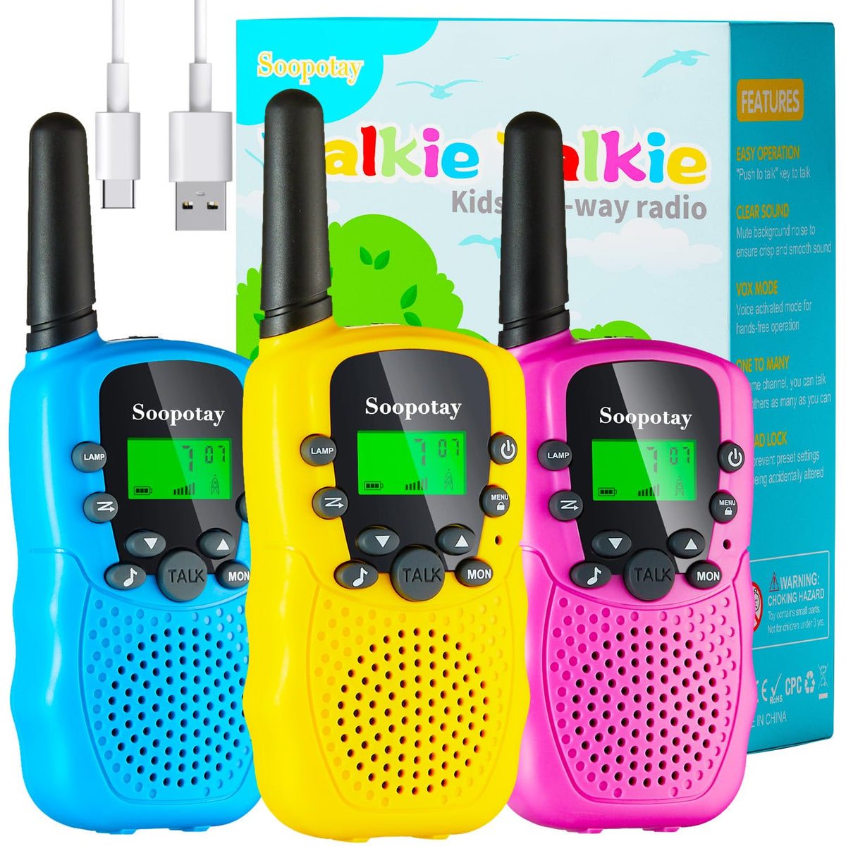 Rechargeable Walkie Talkies for Kids Games Gifts Toys for - Soopotay Official Imagery - 1