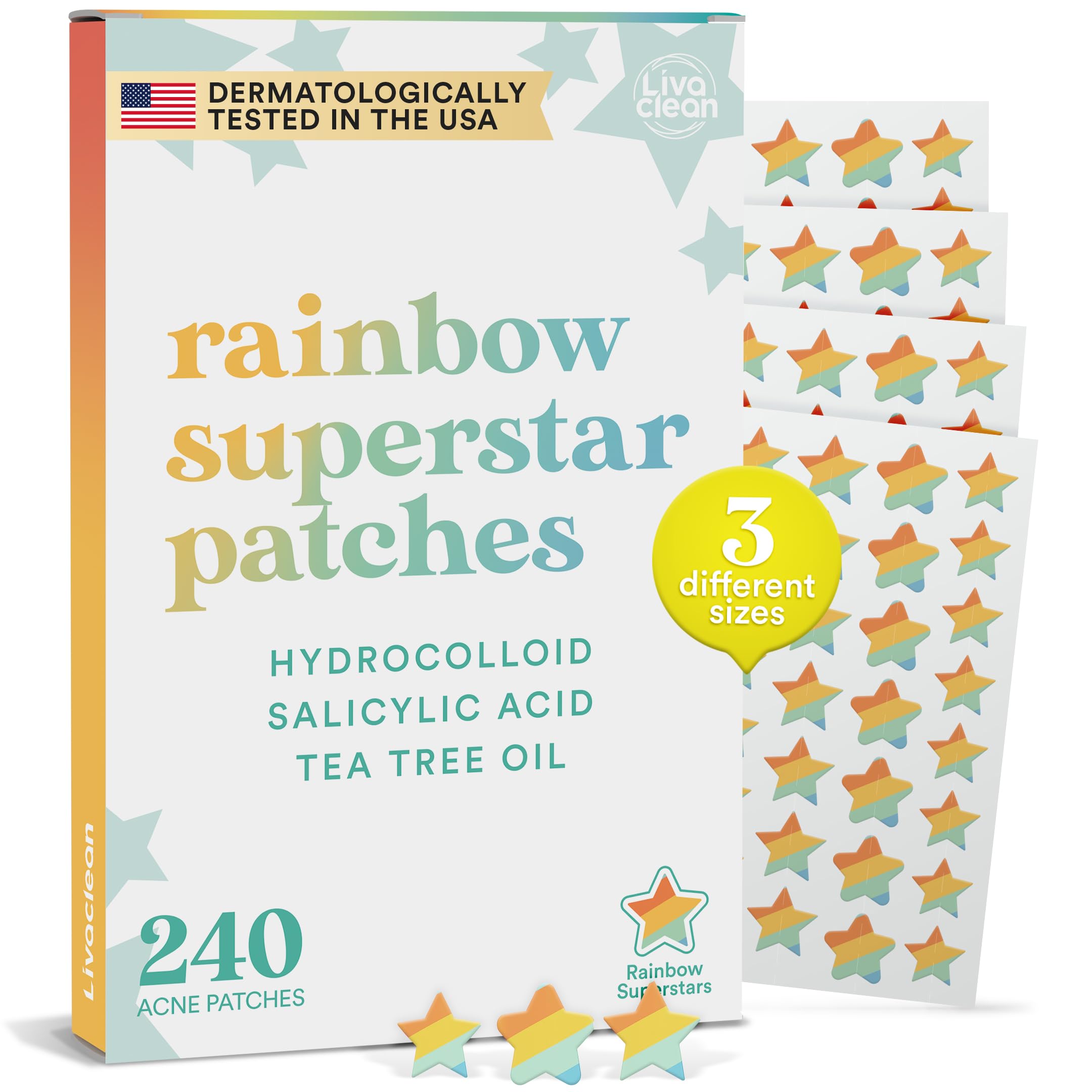 Livaclean 240 CT Star Pimple Patches for Face + 330 CT Acne - LivaClean