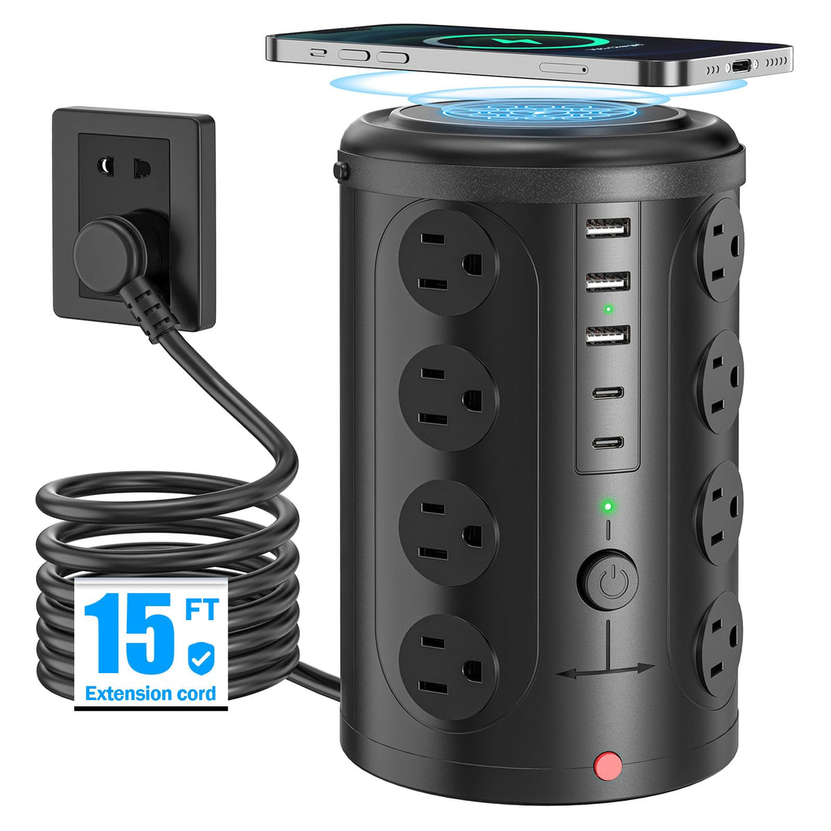 Surge Protector Power Strip Desk Charging Station with 15W - UWIWUTEI Official Imagery - 8