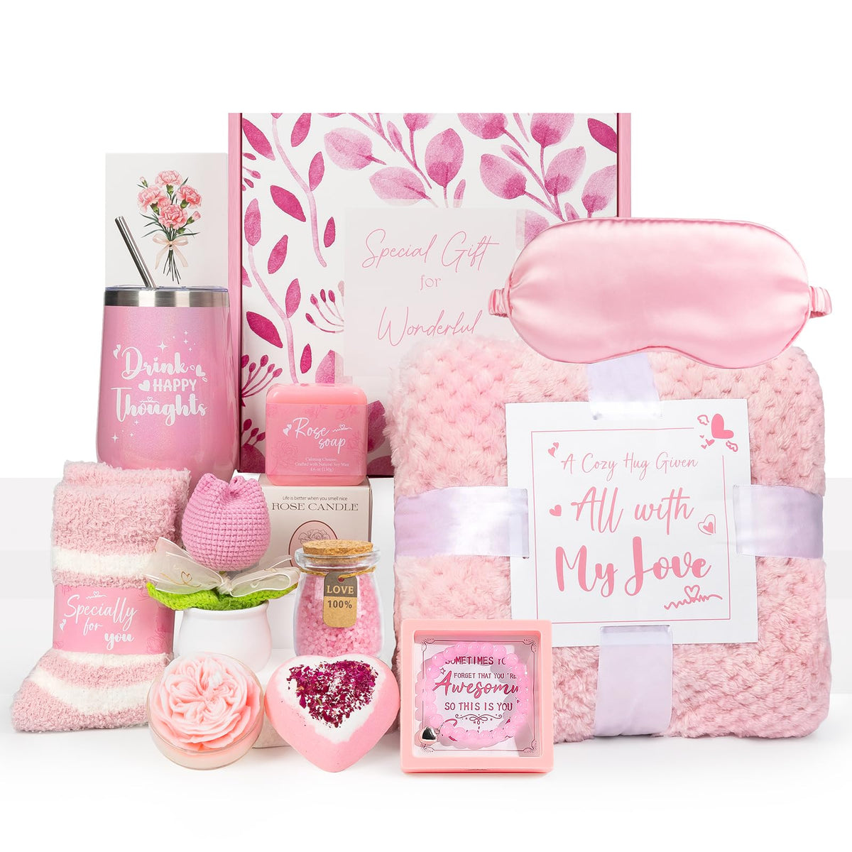 Gift Set for Women Rose Self Care Basket Set Luxury - ATOMAKER Official Imagery - 2
