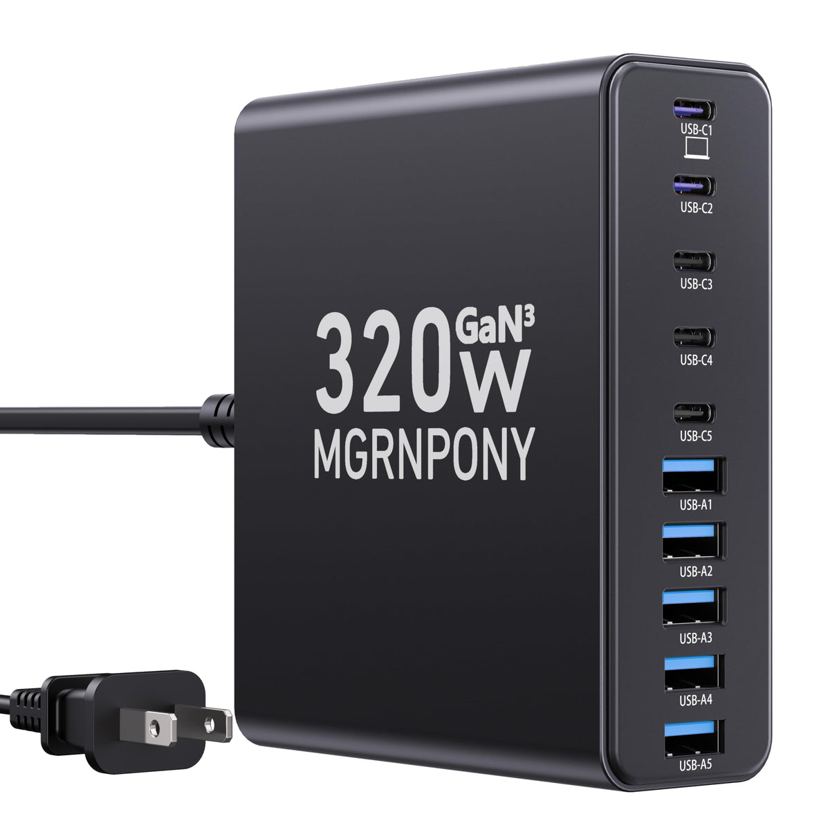 320W USB C Charger Block MGRNPONY 10 Port GaN USB C Charging - MGRNPONY Official Imagery - 1