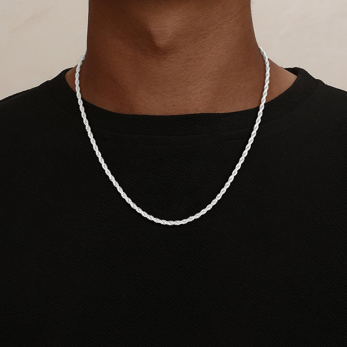 925 Sterling Silver Rope Chain for Men 3mm 4mm - Maxcate Official Imagery - 3