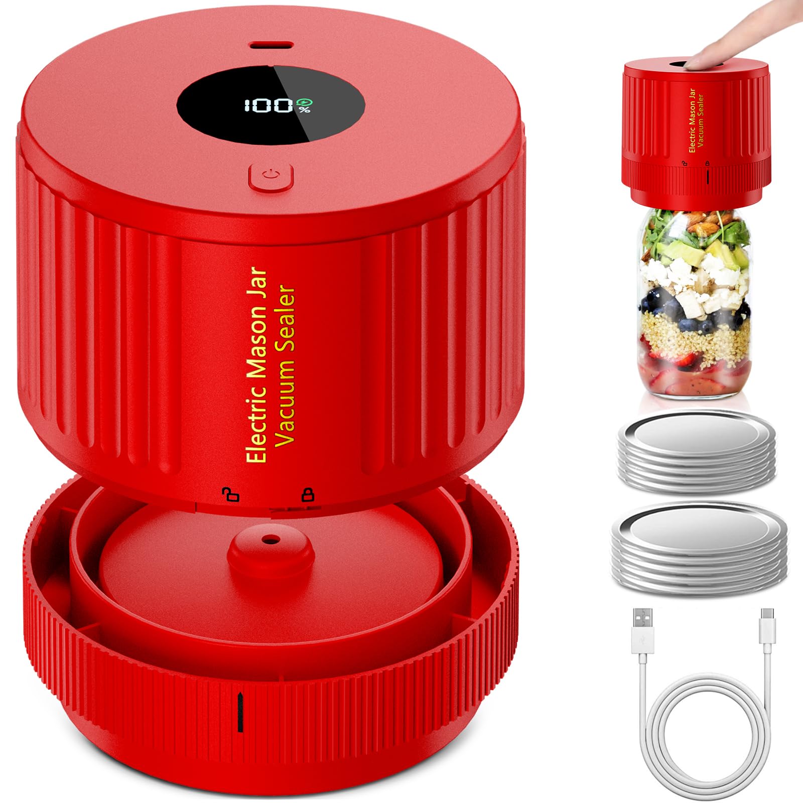 LOVE MOMENT Electric Mason Jar Vacuum Sealer Kit by LOVE MOMENT - Angle View 7