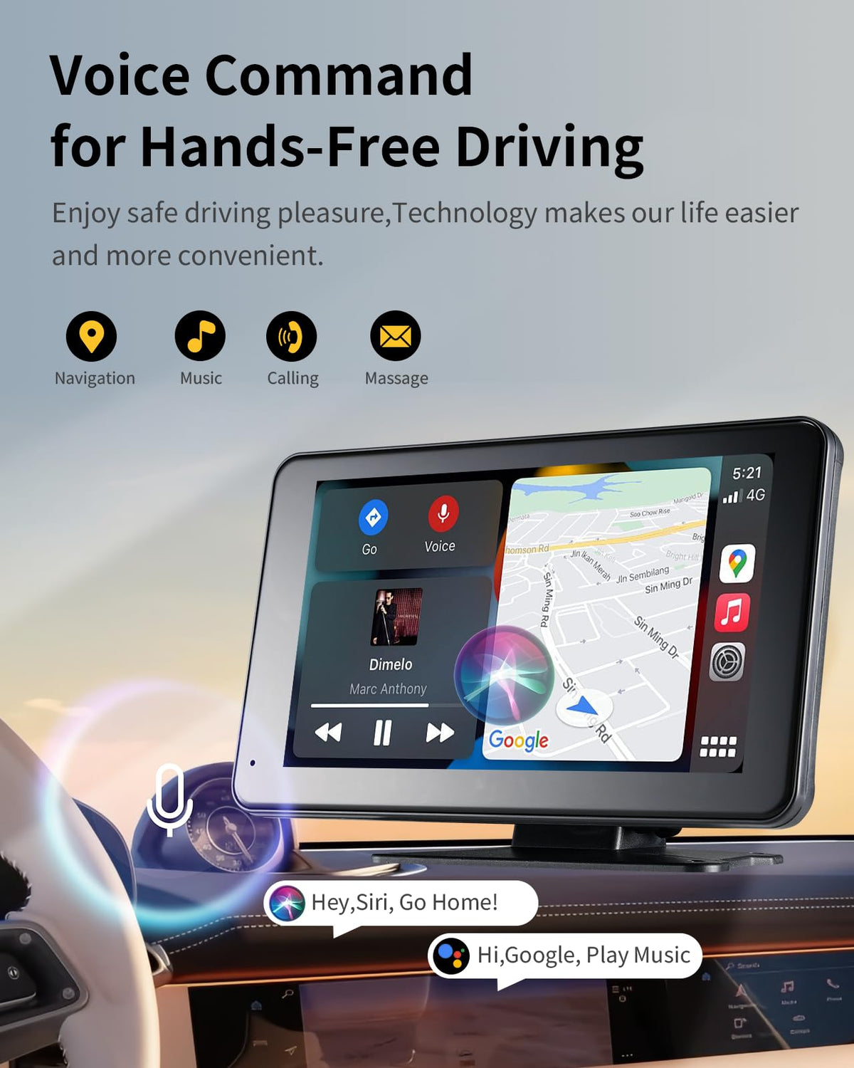 Wireless CarPlay Android Auto Screen for Car - Haudio Official Imagery - 5