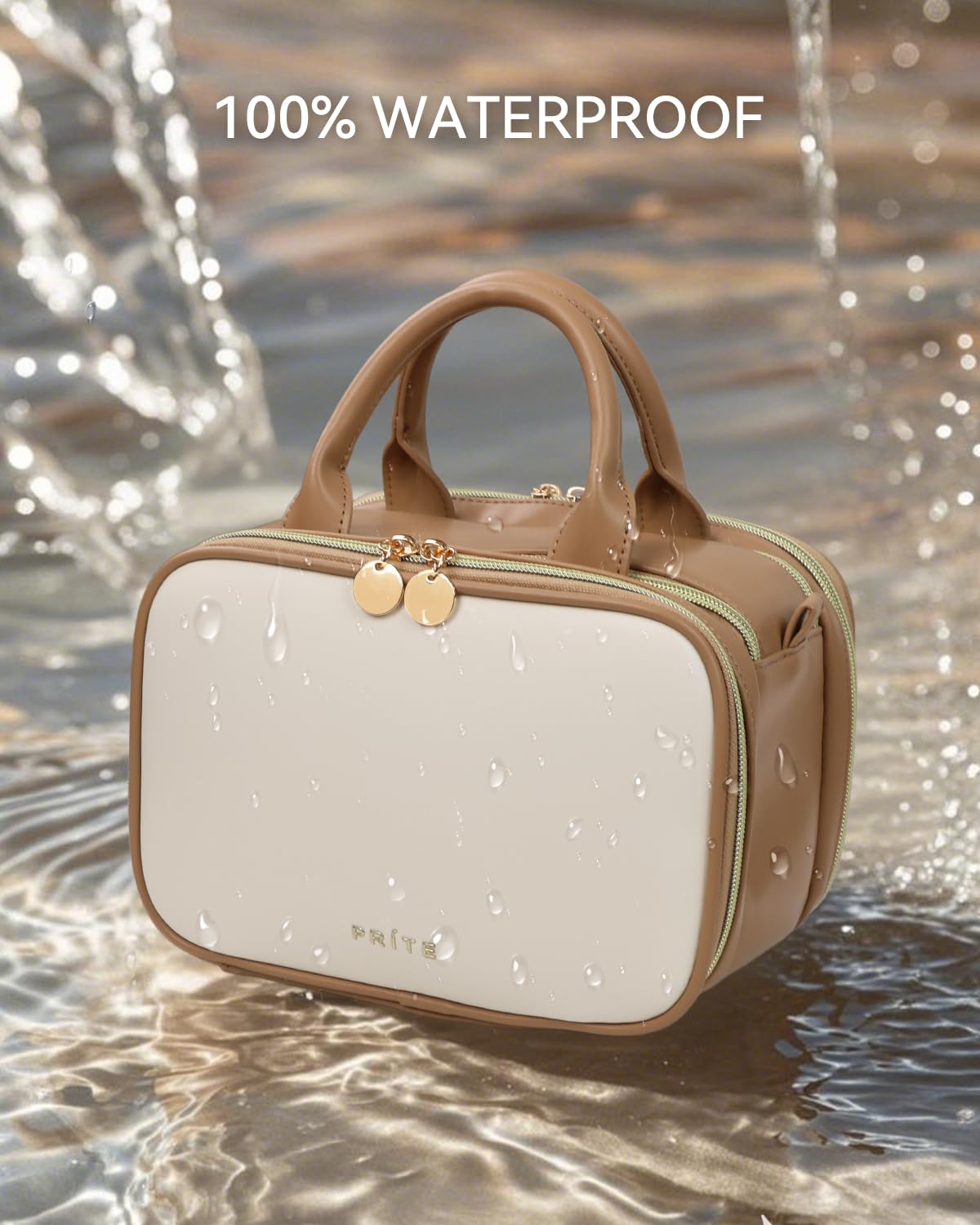 Prite Large Makeup Bag Waterproof Travel Cosmetic Case with - Prite Official Imagery - 3