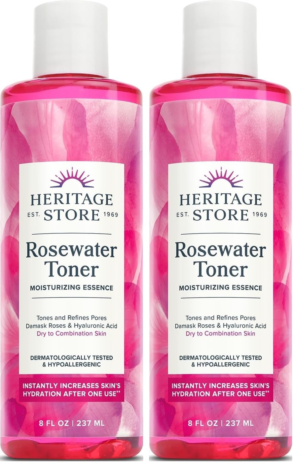 HERITAGE STORE Rosewater Facial Toner with Hyaluronic Acid, 8 fl - HERITAGE